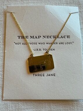 Map Necklace by Three Jane- Santas Workshop- NWOT